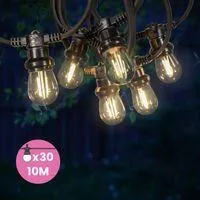 OEM Guirnalda De Luces Led Retro De 10 M - 30 Bombillas E27, Luz Blanca C&aacute;lida Para Decoraci&oacute;n De Exteriores Y Fiestas - Ulisem