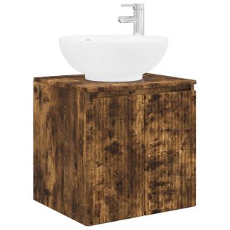 vidaXL Vanidad Con Lavabo De Pared Roble Ahumado 49,5 X 44,5 X 65 Cm Vidaxl