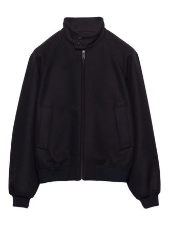 Prada Geribbeld jack met raglan mouwen - Zwart
