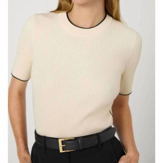 French Connection Mozza Crew Neck Sweater In Cream