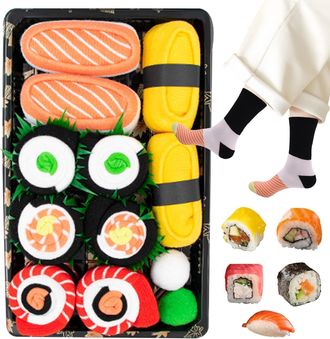 Generic Sushi Box Funny Socks, Tuna Salmon Cucumber Maki Sock Box Funny Sushi Socks, Christmas Favor Box High-top Couple Casual Socks, Funny Weird Sushi Food 