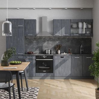 Vicco Mueble De Cocina R-line, Hormig&oacute;n Negro/antracita, 300 Cm Et Antracita, Vicco