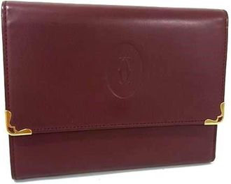 Cartier Bordeaux Leather Wallet (Tri-Fold) (Pre-Owned)