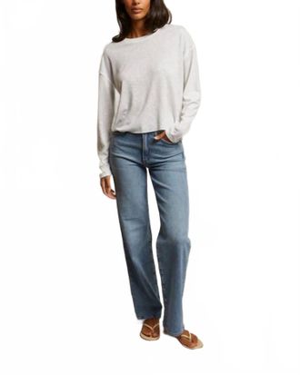 perfectwhitetee Linen Jersey Spandex Long Sleeve Crewneck Sweater In Oatmeal