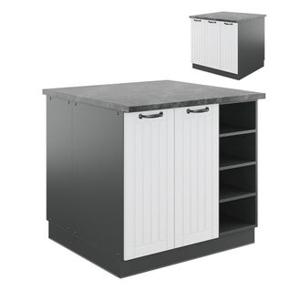 Vicco Isla De Cocina Fame-line, Casa De Campo Blanca/antracita, 90 Cm Sin Encimera
