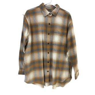 Eddie Bauer Womens Tan Plaid Ballard Button Up Flannel Shirt In Camel