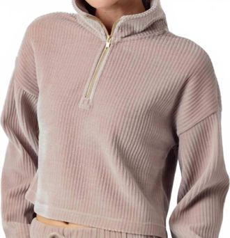 Sundays Jodie Three-Quarter Zip Pullover In Taupe