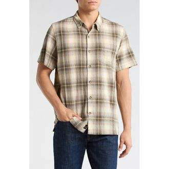 Lucky Brand Playa Short Sleeve Crinkled Shirt in Green Plaid at Nordstrom Rack, Size Xx-Large