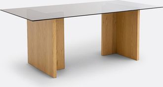 La Redoute Interieurs Eettafel, gerookt glas en eikenfineer, 6 tot 8 couverts, ARCHITA
