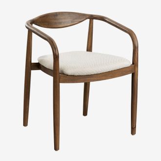 Sklum Sklum - Silla De Comedor En Madera De Acacia Y Tela Boucl&eacute; Mallory