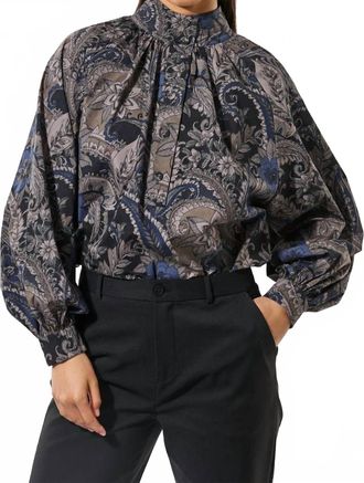 Kudibal Copenhagen Nicola Long Slight Puff Sleeves Blouse In Navy