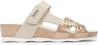 Pikolinos Beige Leren Sleehak Sandalen - Dames - Sleehakken - Beige - 42 EU - Leer - Schoenen