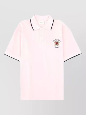 Dr&ocirc;le de Monsieur polo shirt slogan rose contrast collar
