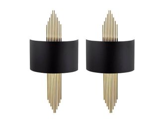 Vente-Unique Set Of 2 Art Deco Metal Wall Lights - W. 22 X H. 75 Cm - Black and