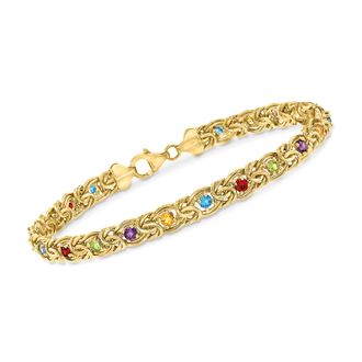 Ross-Simons Multi-Stone Byzantine Bracelet in 14kt Yellow Gold