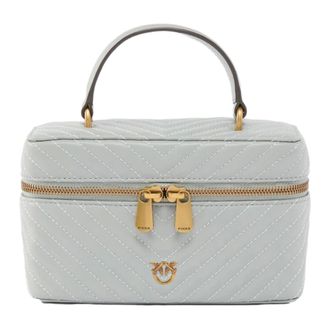 Pinko Pinko, Tassen, Dames, Grijs, ONE Size, Leer, Vanity Soft Mini Sheep Nappa Chevron