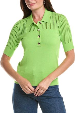 St. John Vertical Stretch Pointelle Stripe Knit Sweater
