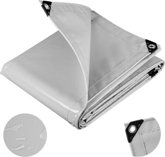 Woltu Woltu Telone Occhiellato Impermeabile Pvc 500g/m&sup2; Copertura Da Esterno Grigio 3 X 6 M