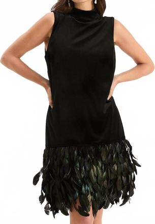 Tyler B&ouml;e Colette Feather Hem Dress In Black
