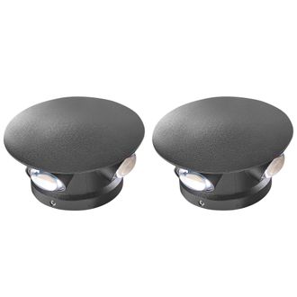 Beliani Conjunto De 2 L&aacute;mparas Led De Exterior Fabricadas En Metal En Color Negro Maurice