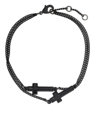Dsquared2 double cross bracelet - men - Resin/Metal - L - Black