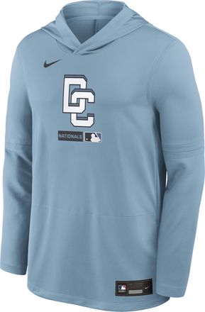 Nike Washington Nationals City Connect Nike Mens Dri-FIT MLB Long-Sleeve Hooded Top in Blue | 03B940DWTL-Z4C