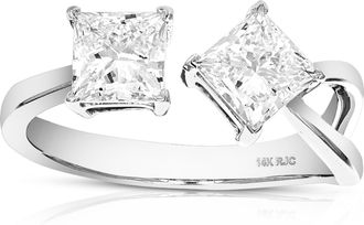 Vir Jewels 1.50 cttw Princess Lab Grown Diamond 2 Stone Engagement Ring in 14K White Gold For Women