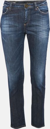 Max Mara Blue Embellished Denim Skinny Cropped Jeans S Waist