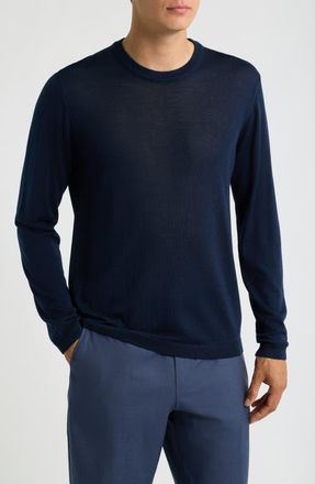 Jack Victor Wool & Silk Crewneck Sweater in Navy at Nordstrom, Size Xx-Large