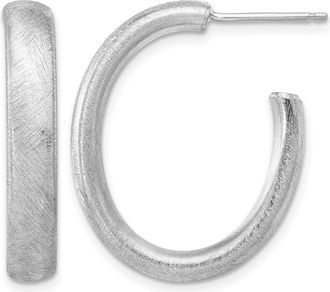 Diamond2Deal Sterling Silver Brushed J-Shape Stud Earrings