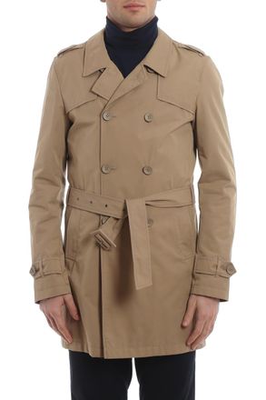 Herno Double-Breasted Cotton Blend Trench Coat - Beige