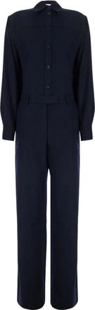 Pantaloni Torino Jumpsuit met V-hals en Lange Mouwen - Dames - Jumpsuits - Blauw - L - Jumpsuits & Playsuits