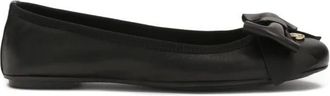 Kazar Zwarte leren ballerinas met een grote strik - Dames - Ballerinas - Zwart - 36 EU - Leer - Schoenen