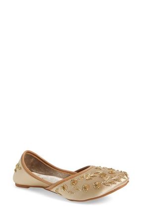 Fuchsia Amira Bead & Embroidery Flat in Gold at Nordstrom, Size 11