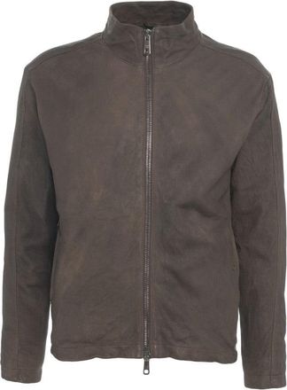 Giorgio Brato Brown Leather Jacket With High Collar