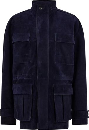 Ferragamo utility pockets suede blouson - men - Nappa Leather/Calf Suede - 52 - Blue