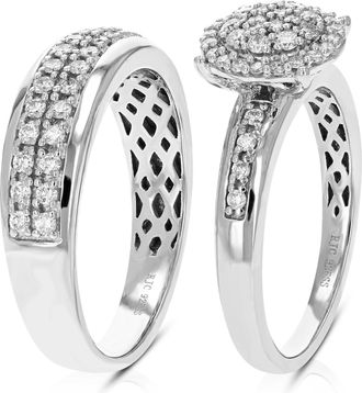 Vir Jewels 1 cttw Lab Grown Diamond Wedding Bridal Set in Sterling Silver For Women