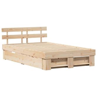 Berkfield Home Bed Frame with Drawers 140 x 190 cm - Solid Pine Wood in Beige
