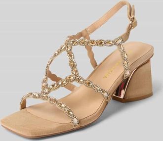Alma En Pena Sandalette mit Ziersteinbesatz in Gold, Gr&ouml;&szlig;e 37