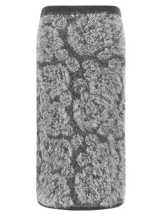 Nude Jacquard Knit Midi Skirt - Gray