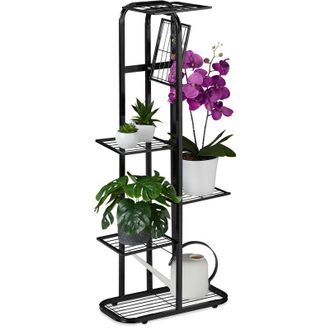 Relaxdays Relaxdays - Plant Stand, 6 Shelves, Flower Rack, Indoor & Outdoor, h x w x d: 107 x 44 x 24 cm, Metal, Black