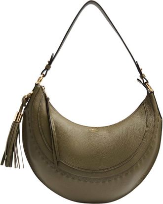 Lancel Crescent Textured Cowhide Leather Hobo Bag