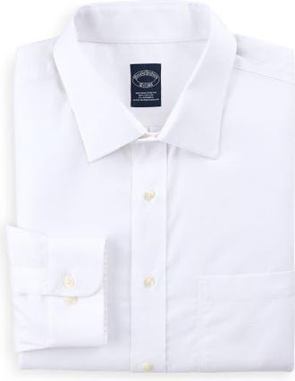 Brooks Brothers Big & Tall Non-Iron Pinpoint Stretch Dress Shirt in White at Nordstrom, Size 18.5 - 36