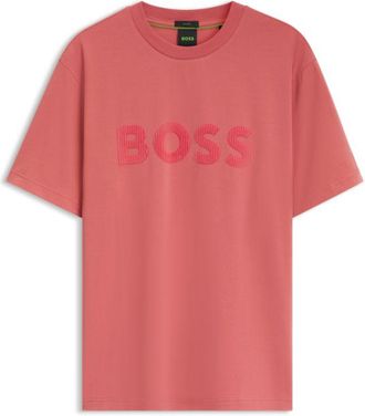 BOSS Tonal flocked-logo T-shirt in stretch cotton