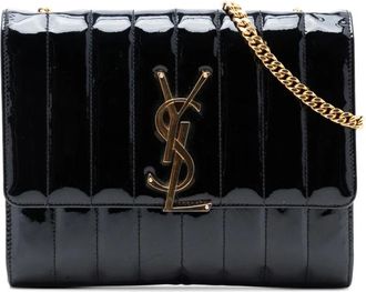 Saint Laurent Pre-owned Cross Body Bags, female, Black, Size: ONE SIZE Pre-owned Quilted Chain Bag