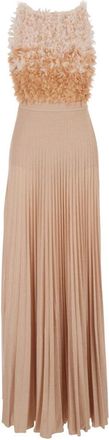 Elisabetta Franchi Rode Loper Lange Jurk - Dames - Avondkleed - Beige - L - Polyester - Kleedjes