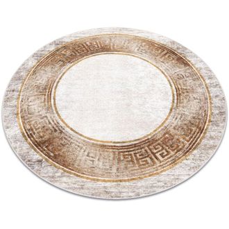 RugsX Rugsx - miro 51236.807 circle washing carpet Marble, greek anti-slip - beige / gold beige round 160 cm