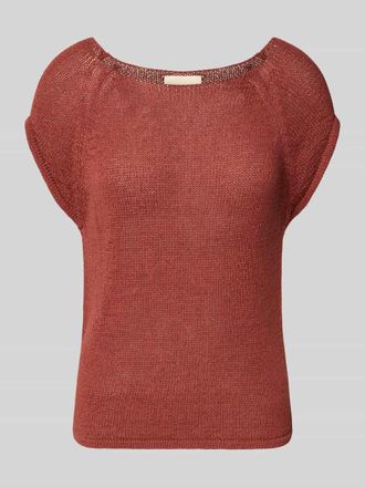 Stefanel T-Shirt in Strick-Optik mit Rundhalsausschnitt in Rostrot, Gr&ouml;&szlig;e XS