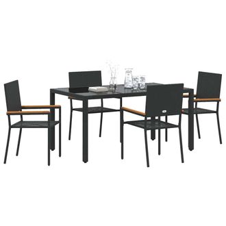 Berkfield Home Modern 5 Piece Garden Dining Set Black Poly Rattan