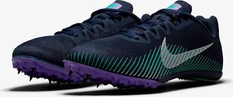 Nike Mens Zoom Rival 9 Spikes Track & Field Shoes In Obsidian/metallic Silver-Wild Berry